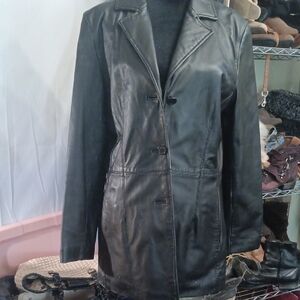 Colebrook Women's Black Leather Coat Size Small